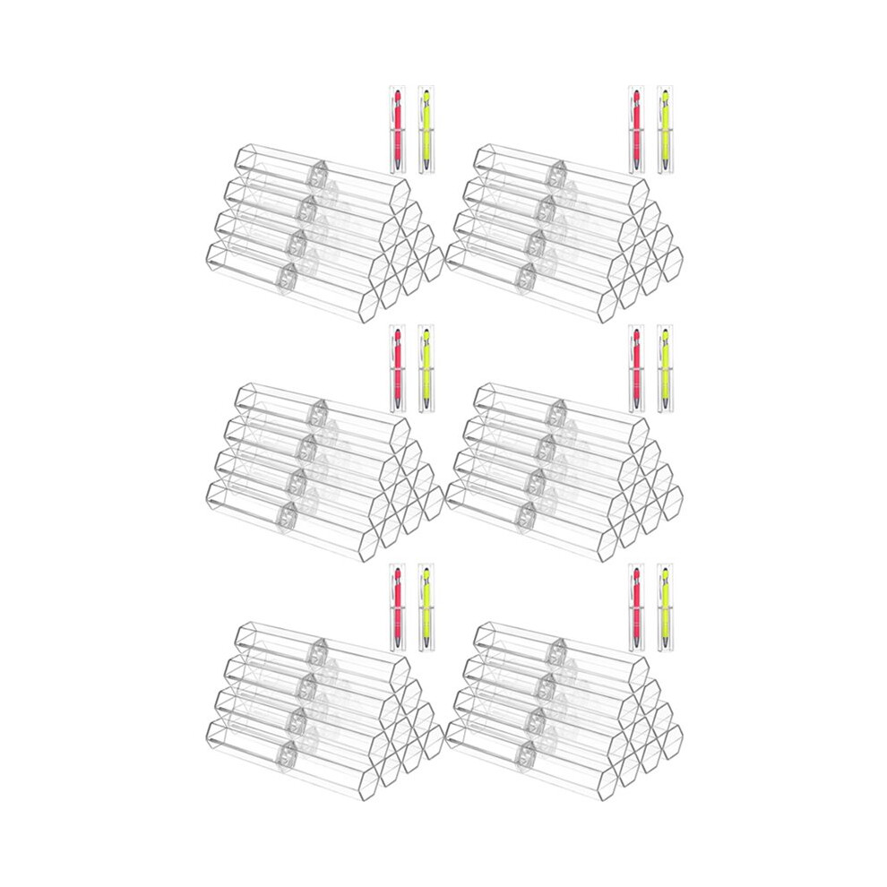 60 Pcs Acrylic Pen Boxes Clear Ballpoint Pen Case Pencil Gift Box Pen Storage Container Hexagon Single For School Office 4714268702229
