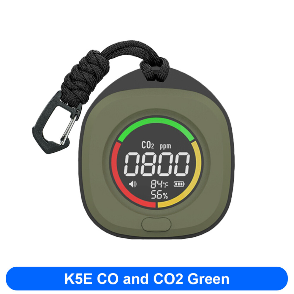 (Green) Carbon Monoxide Detector Accurate Detection Led Screen Portable Travel Rechargeable Co And Co2 Detector With Alarm Sound 4017648555287