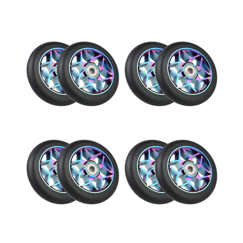 8 Pcs Scooter Accessories 110Mm Scooter Wheels Colorful Pu Wheels Thick Stunt Car Wheels With Bearings(Black) 6033075641025