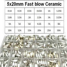 Sada keramických poistiek 5x20 mm, 360 ks, 0,1 A až 30 A, 24 variantov, 250 V na ochranu obvodu