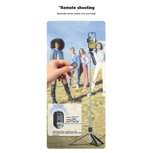 SelfieStick Tripod (with  Remote), 6-Section Telescopic Pole with Fill Light, Anti-Shake Vlogging 1.7-Meter 2