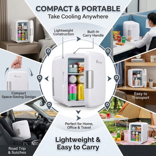 Alivio 4L Portable Mini Fridge bedroom drinks tabletop small caravan 1