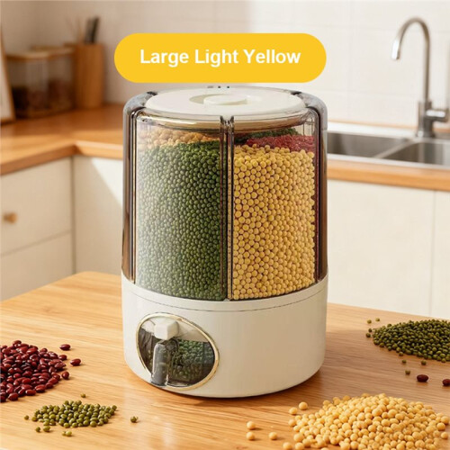 Kitchen Rice Bucket, Household Grain Storage Box, Sealed Rotating Compartment Grain Container Gray Medium