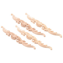 4 Pezzi Appliques e Onlay nel Legno, Appliques Onlay Scolpito nel Legno Decorativo DIY Non Verniciato per Armadio con Ante del Letto