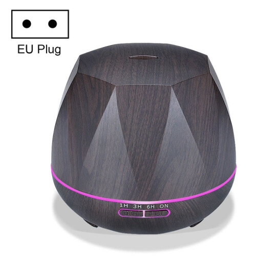 Diamond-Patterned Wood Grain Remote-Controlled Ultrasonic Humidifier, Aromatherapy Diffuser, Automatic Alcohol Sprayer With Led Light, Capacity: 400M