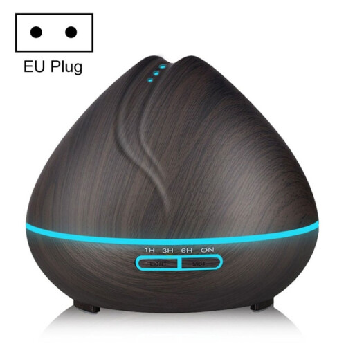 Peach-Shaped Wood Grain Remote-Controlled Ultrasonic Humidifier, Aromatherapy Diffuser, Automatic Alcohol Sprayer With Led Light, Capacity: 400Ml, Eu
