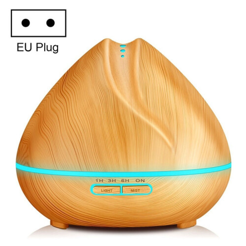 Peach-Shaped Wood Grain Remote-Controlled Ultrasonic Humidifier, Aromatherapy Diffuser, Automatic Alcohol Sprayer With Led Light, Capacity: 400Ml, Eu