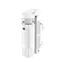 Mini perche à selfie de poche 3 en 1 avec poignée extensible, trépied pour téléphone et télécommande Bluetooth (blanc) : cadeau surprise blanc