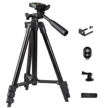 Portable Aluminum Alloy Slr Camera Live Streaming Tripod, Telescopic Floor Stand, Specifications: 150Cm. Tripod + Phone Clip + Storage Bag + Remote C