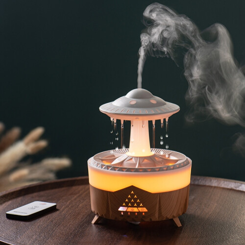 Ufo Water Drop Aroma Diffuser Humidifier, Home Desktop Silent Compatible Remote Control Diffuser, Plug: Australian Standard (Wood Grain) :AU Plug Sur