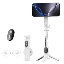 P08Y Pro F2 Draagbare Selfie Stick Statief Mini Magnetische Telefoonhouder met Compatibele Afstandsbediening en Invullicht (Wit) :P08Y Pro F2 Verrast
