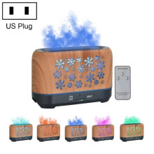 Luftbefeuchter mit Aromatherapielampe und siebenfarbiger Flammensimulation für den Haushalt, Modell: Kompatible Fernbedienung (US-Standard). :Kompati