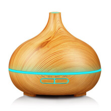 Scaiptheoir Cumhra Gráin Adhmaid Usb 400Ml le Taiseoir Soic agus Spraeire Alcóil le Soilse Dath LED & Rialú Cian Comhoiriúnach (Khaki): le Co Sur