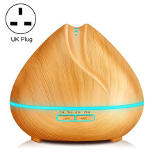 Peach-Shaped Wood Grain Remote-Controlled Ultrasonic Humidifier, Aromatherapy Diffuser, Automatic Alcohol Sprayer With Led Light, Capacity: 400Ml, Uk