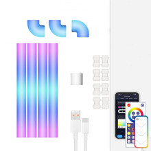 Bluetooth 7-Pack (4 Strips + 3 Corners) 12V Rgbic Mosaic Wall Light, Smart Compatible Remote Control, Indoor Decorative Ambient Light (Us Standard) G
