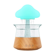 Ch06 300-ml-Regenluftbefeuchter mit Pilzwolke und farbigem Nachtlicht, Aromadiffusor, Stil: Kompatible Fernbedienung nicht enthalten (Hellholz)