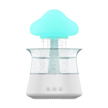 Ch06 300-ml-Regenluftbefeuchter mit Pilzwolke und farbigem Nachtlicht, Aromadiffusor, Modell: Weiß (Kompatible Fernbedienung nicht enthalten): W Sur