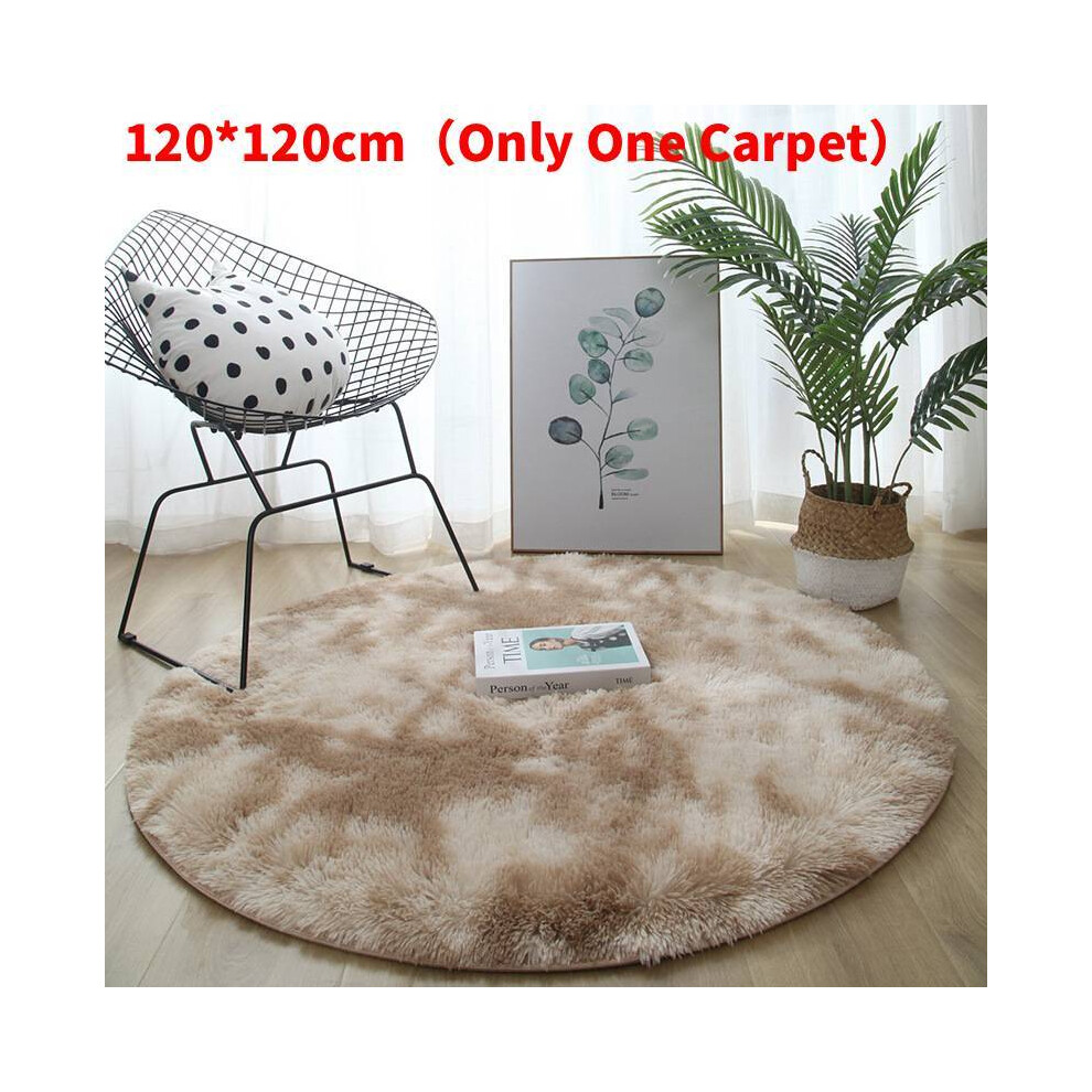 (Khaki) Round Rug Circle Carpet Large Shaggy Fluffy Floor Bedroom Room Dining Living 697050414880