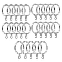 24 Pack Metal Curtain Rings, 30mm Internal Diameter Eyelets for Curtain Poles, Rods and Drapery, Sil