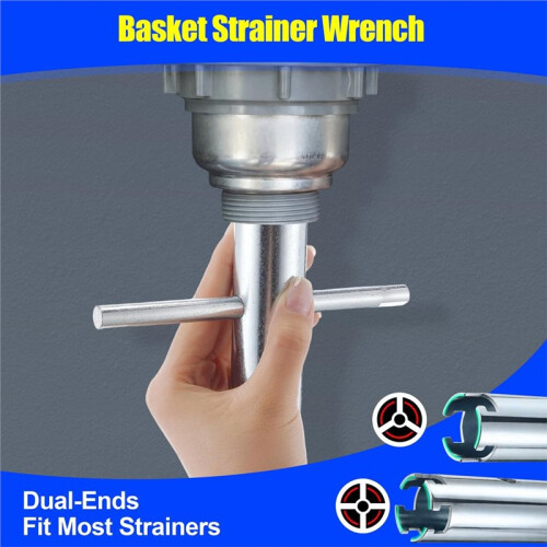 3 Way Sink Strainer Wrench, Basket Strainer Wrench with Sliding Handle, Multifunction Plumber'S Tool 2