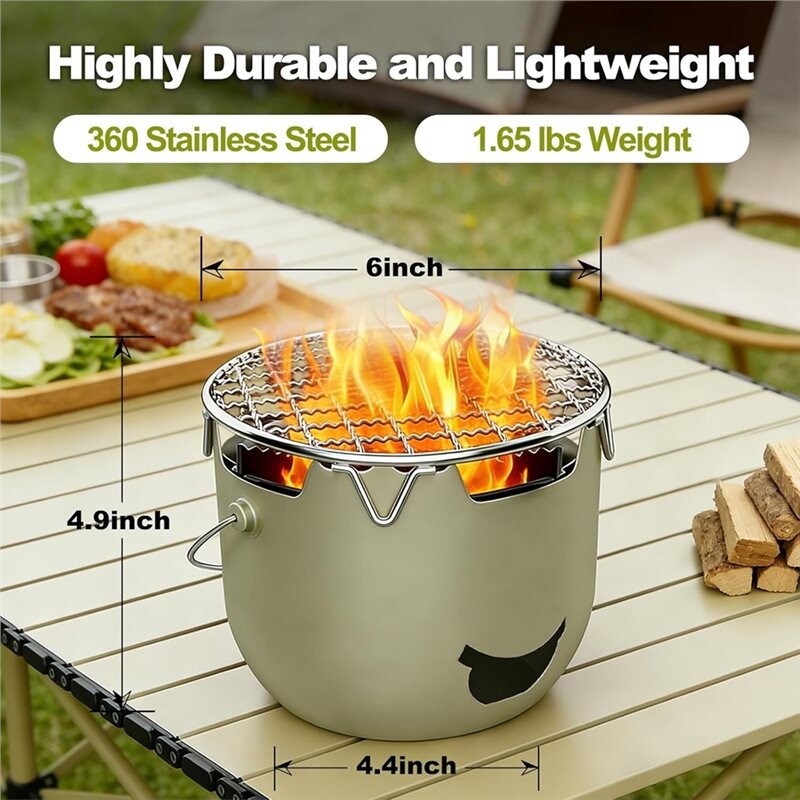 Burning Rig Backpacking and Camping Stove, Portable Stainless Steel Wood Burning ...