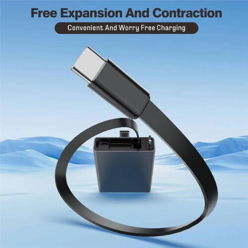 Telescopic USB Cable Type C 66W PD Computer Data Cable Aluminum Alloy Telescopic Fast Charging Cable 2