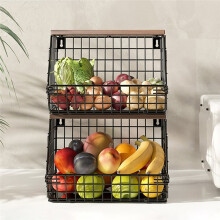 Stackable Kitchen Counter Storage Basket for Wall Hanging Fruit and Snack Organization