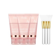 (3* Mask + 3* Brush) Collagen Night Wrapping Mask Overnight Wrapping Peel Off Natural Facial Mask