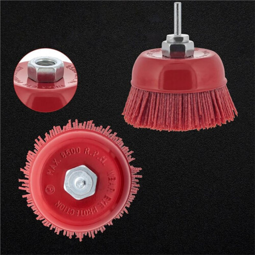 4" Coarse Grit Nylon Bristle Cup Brush - Compatible, Ideal for Prep and Rust Removal 1