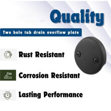 1 Pc Double Hole Bathtub Drainage Overflow Plate, Matte Black, with Two Matching Screws, Easy to Install
