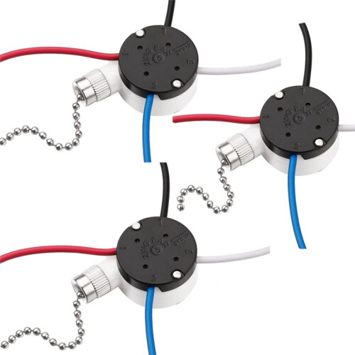 3 Pcs Ze-208S E89885 3 Speed 4 Wire Pull Chain  Ceiling Fan Light  Replacement Part,B