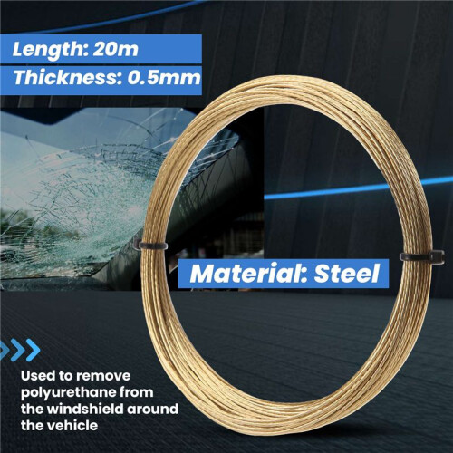 20M Car Windshield Window Removal Install Steel Wire Rope Glass Remover Tool 1