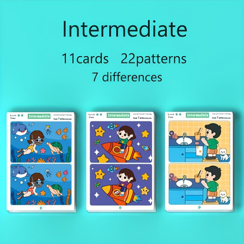 (Intermediate) [Find The Difference Cards] Find The Difference, Focus Training Cards, Fun Game Cards, Erase And Reuse, Difficulty Gradient Design