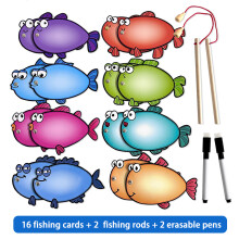Double-Sided Erasable Fishing Game Cards, Word Writing Teaching Aid Tool, Creative Learning Card, Word Spelling Training Card