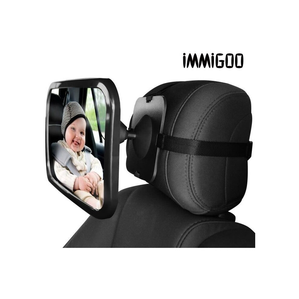 Immigoo - Baby Monitoring Rearview Mirror, Car Mirror For Baby, Safety Rearview Mirror For Backseat - Black