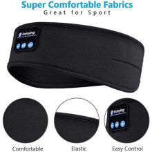 Écouteurs stéréo sans fil Bluetooth pour le sommeil, masque de sommeil, musique pour dormir - Noir