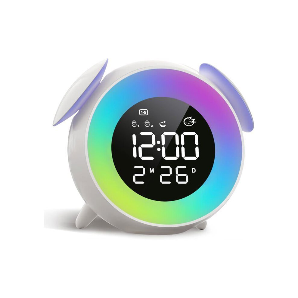 Children's Alarm Clock With 15 Colour Night Snooze, 2 Alarms, Weekday/Weekend Mode, Digital Alarm Clock For Girls And Boys Light