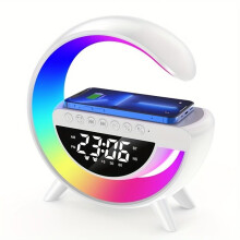 RGB-Rhythmus-IC-Licht, Umgebungslicht, kabelloses Ladegerät, Wecker, Weißrauschen – Weiß