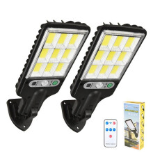 Juego de 2 luces solares para exteriores, 3 modos de iluminación, resistentes al agua IP65, sensor de movimiento, iluminación de gran a