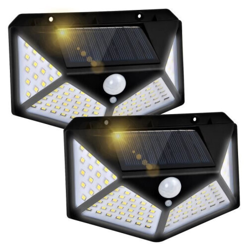 100 εξωτερικά ηλιακά φώτα LED, 2 τεμάχια εξωτερικού χώρου ηλιακού φωτισμού με