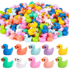 Set mit 120 Mini-Enten aus Kunstharz in 10 verschiedenen Farben, perfekt zur Dekoration eines Aquariums, Puppenhauses oder Gartens