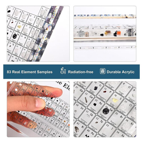 Periodic Table with Real Elements Inside, Table of Elements, Acrylic Periodic Table Display with 83 Real Samples 2