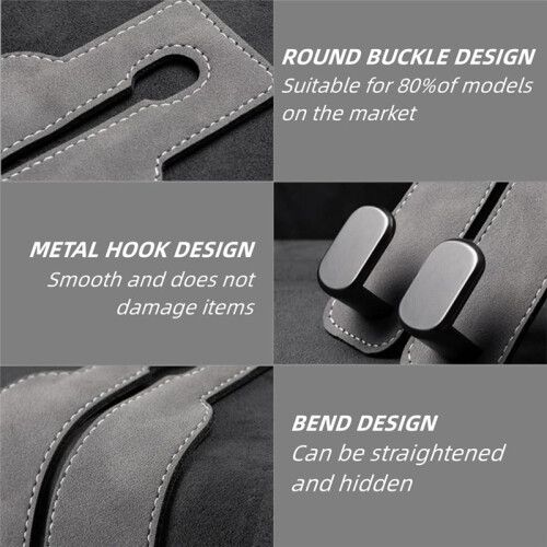 2pcs Car  Back Double Hook Customized  Back Hook for Car Vehicle Accessories Interior Metal Hook Hanger Black 2