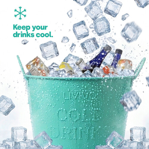 LIVIVO Galvanised Steel Drinks Bucket Turquoise 2