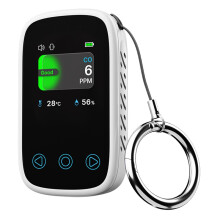 (WHITE) 3 in 1 Carbon Monoxide Temperature Humidity Detector Digital Display Portable Type-C Rechargeable for Home Outdoor Garage Travel