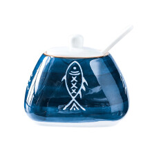 1Pièces Pot À Épices Céramique Bleu Cuisine Moderne Texture Qualité