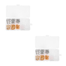 2Boîtes Cache-Boucles D'oreille Simples Alliage Plastique Couleur Mix