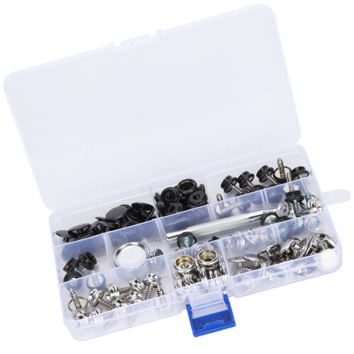Kit di bottoni a pressione da 40 pezzi 10/15 mm Nero/Bianco