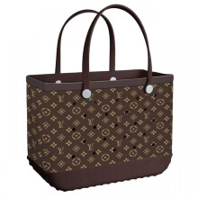 (brown, 46*24*32cm) New EVA Printed Hole Bag Large Capacity Storage Tote Waterproof Durable Fashion Print Beach Bag