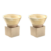 2X Tasse à Café en Céramique Rétro Japonaise - Tasse à Thé en Poterie Brute, Tasse en Porcelaine Latte Art, Adaptée à la Maison et au Bureau A